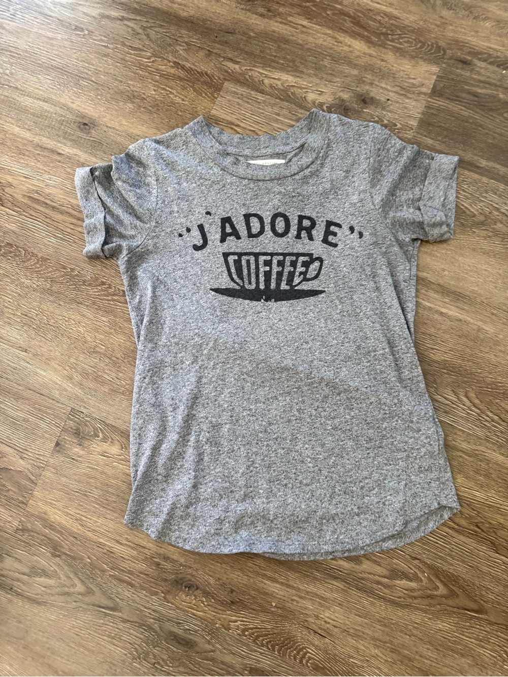 Gray 'J'Adore Coffee' Short Sleeve Graphic Tee